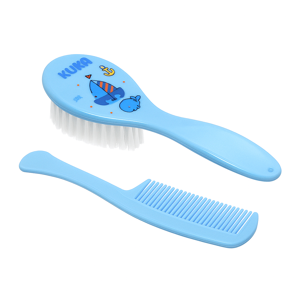 Escova e Pente para Bebê Azul Kuka