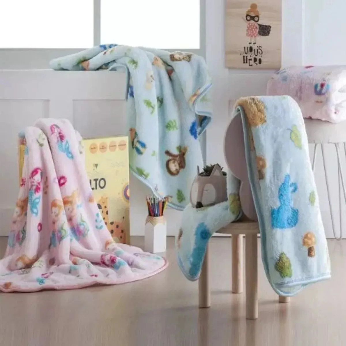 Cobertor Bebê Antialérgico Azul Tradicional Jolitex Pelo Alto 90×110 Carneirinho - Imagem 3