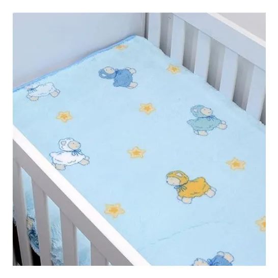 Cobertor Bebê Antialérgico Azul Tradicional Jolitex Pelo Alto 90×110 Carneirinho - Imagem 2